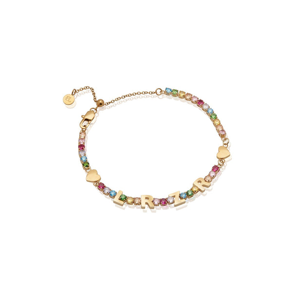 Initials & Birthstone Bracelet (Silver)