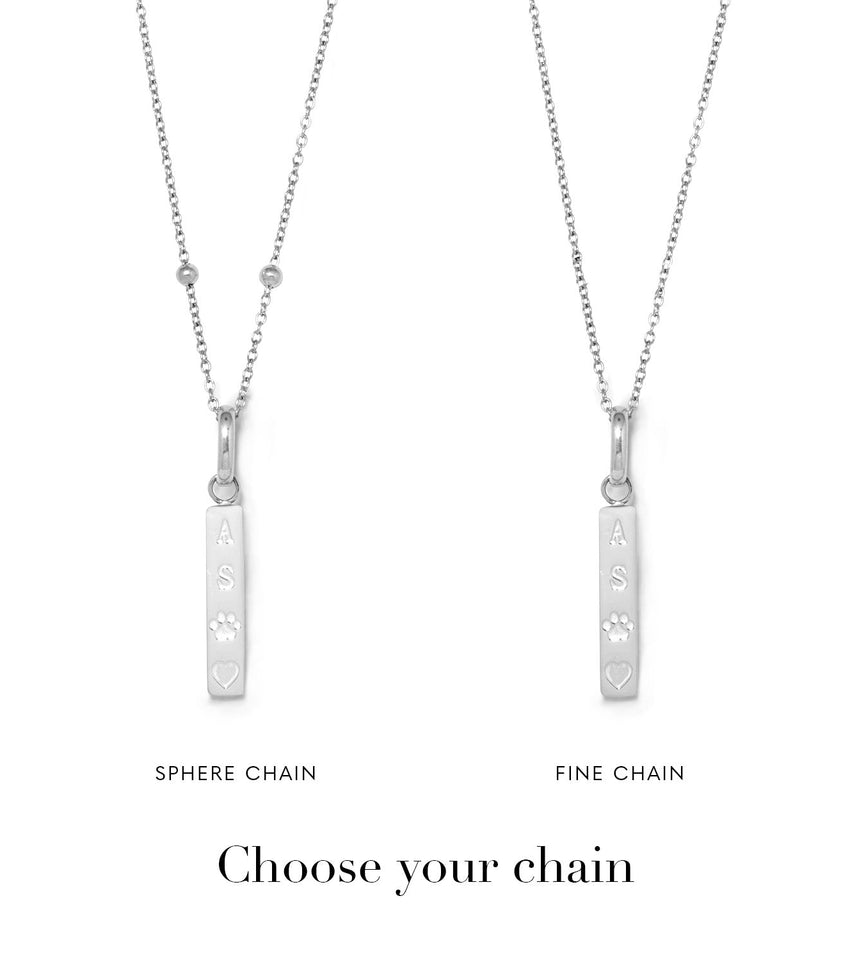 Custom Stamped Bar Pendant Necklace (Silver)