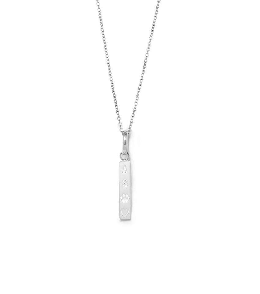 Custom Stamped Bar Pendant Necklace (Silver)