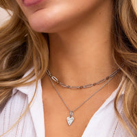 Custom Stamped Heart Pendant Necklace (Silver)
