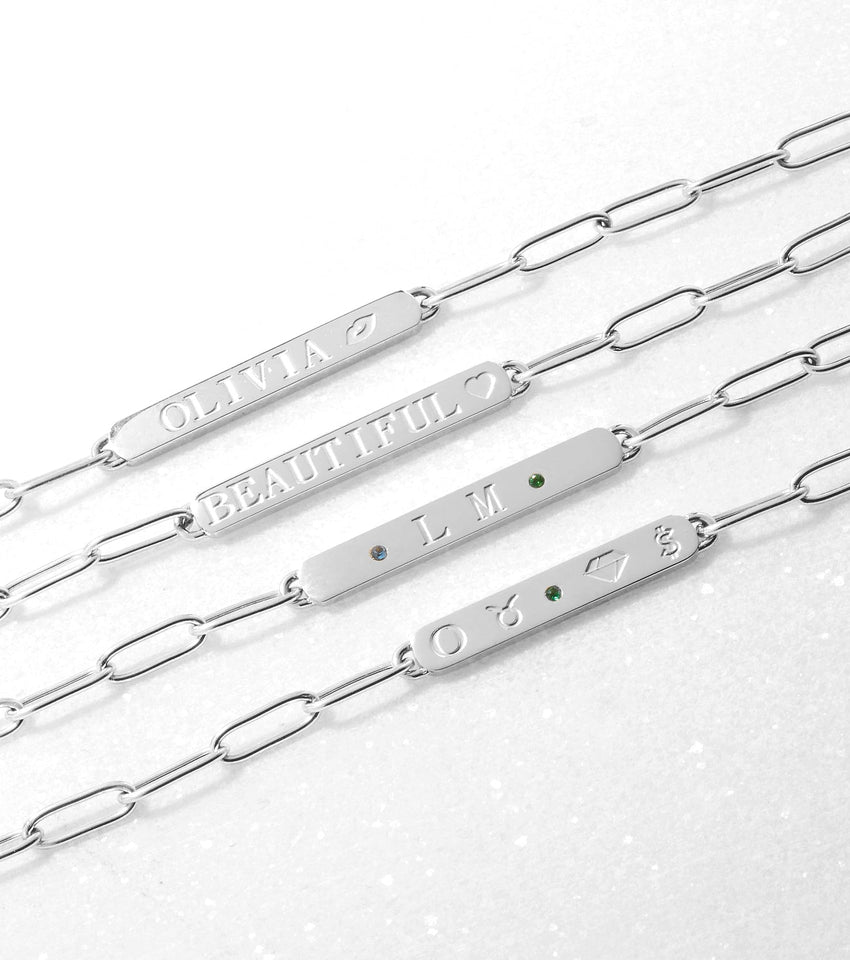Custom Stamped Bar Necklace (Silver)