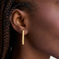 Custom Stamped Name Square Hoop Earrings (Gold)