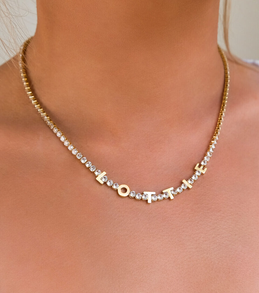 Custom Name Tennis Necklace (Gold)
