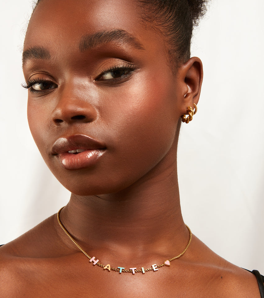 Custom Enamel Name Necklace (Gold)
