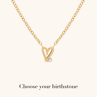 Stories Doodle Heart Birthstone Necklace (Gold)