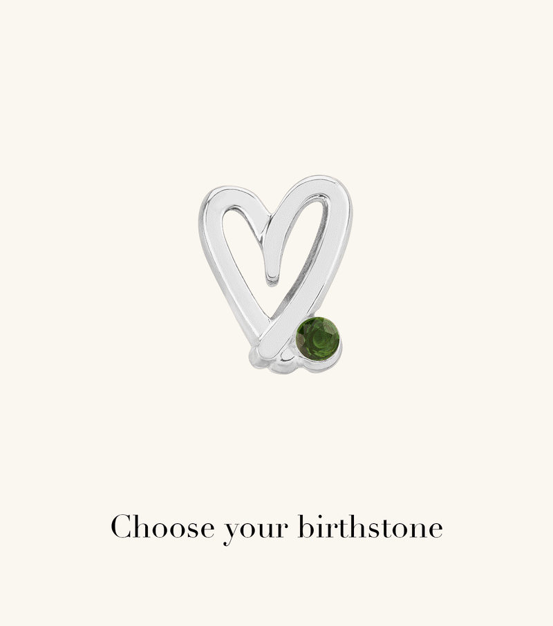 Stories Doodle Heart Birthstone Ring (Silver)