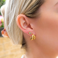 Mini Heart Birthstone Stud Earrings (Gold)