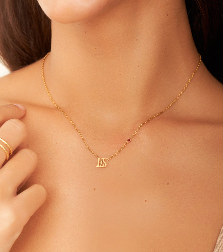 Mini Double Initial Necklace (Gold)