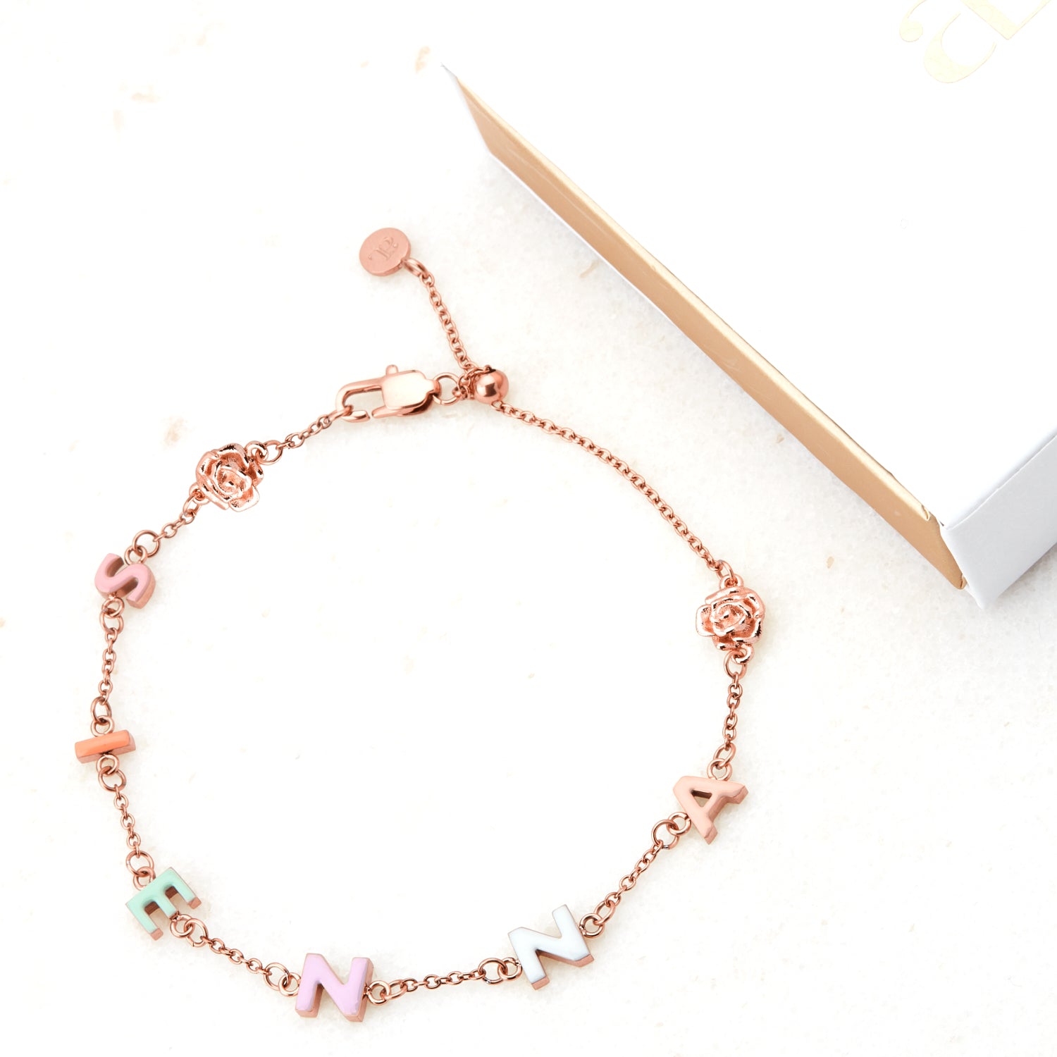 Custom Enamel Name Bracelet (Rose Gold)