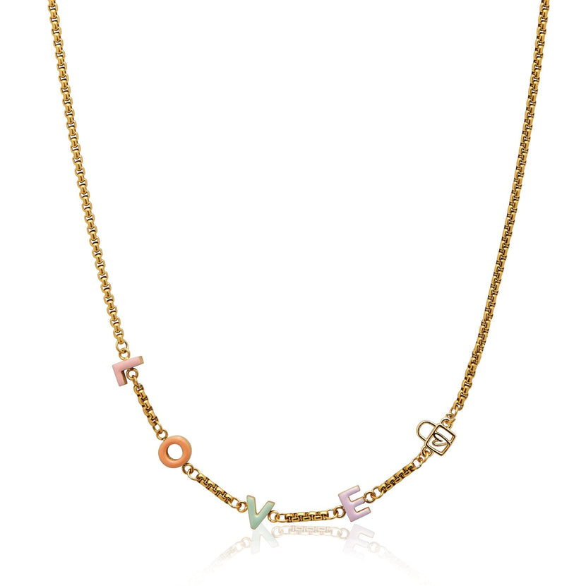 Custom Enamel Name Necklace (Gold)