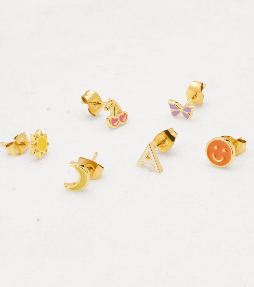 Enamel Stud Earring Pack (Gold)