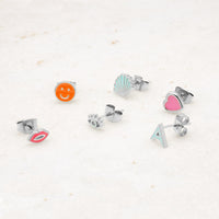 Enamel Stud Earring Pack (Silver)
