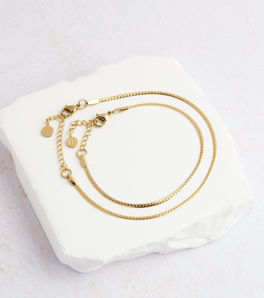 Snake Chain Bracelet, Gold / Curved