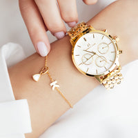 Birthstone & Little Luxe Letter Bracelet (Gold)