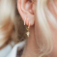 Sterling Silver Mini Starburst Crystal Earrings (Gold)