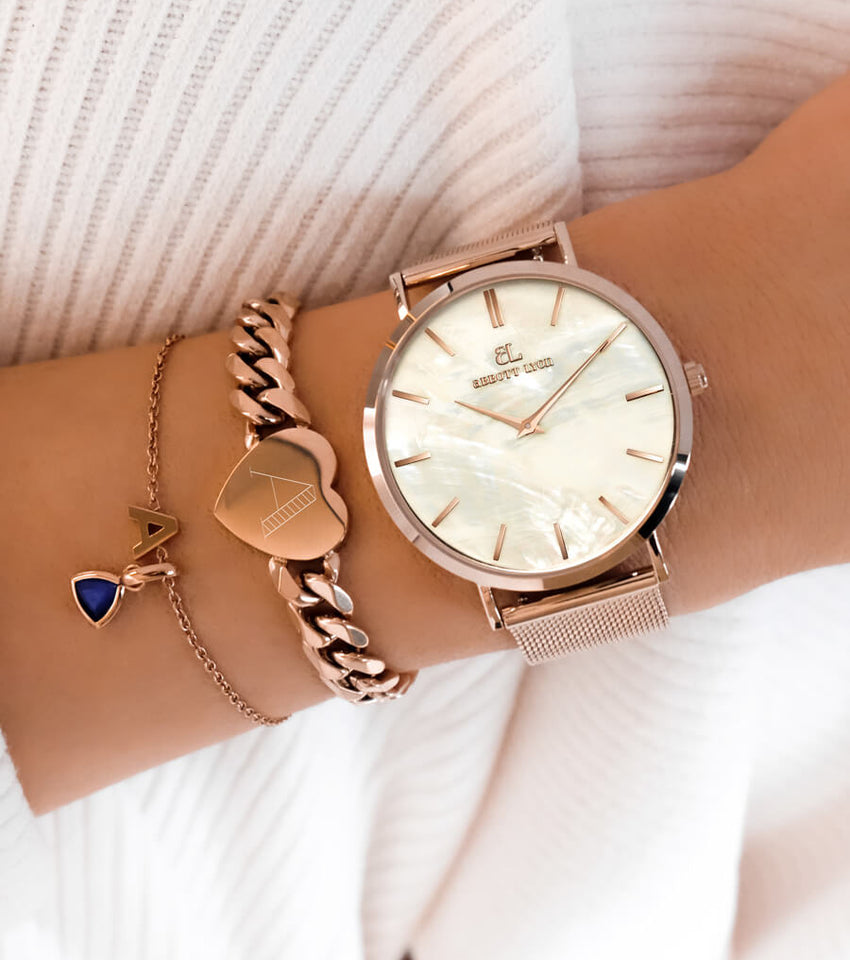 Birthstone & Little Luxe Letter Bracelet (Rose Gold)