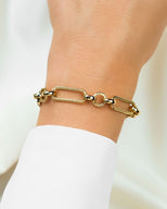 Heart Figaro Chain Necklace & Bracelet Set (Gold)