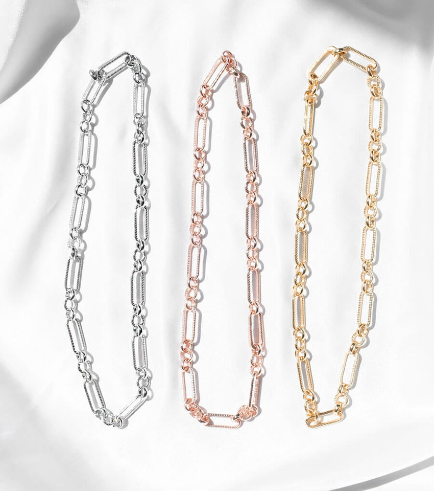 Figaro Chain Necklace (Rose Gold)