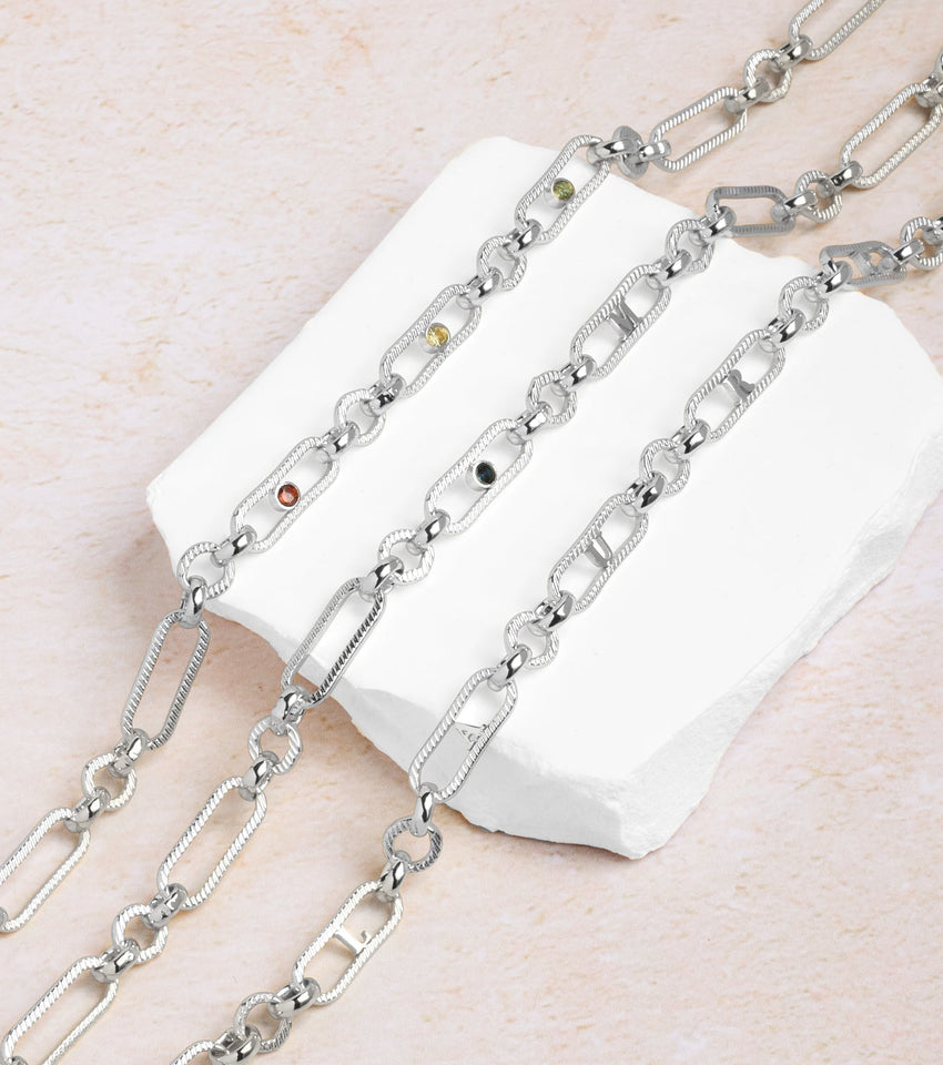Figaro Chain Custom Necklace (Silver)