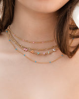 Colorful Sphere Chain Necklace Set (Gold)