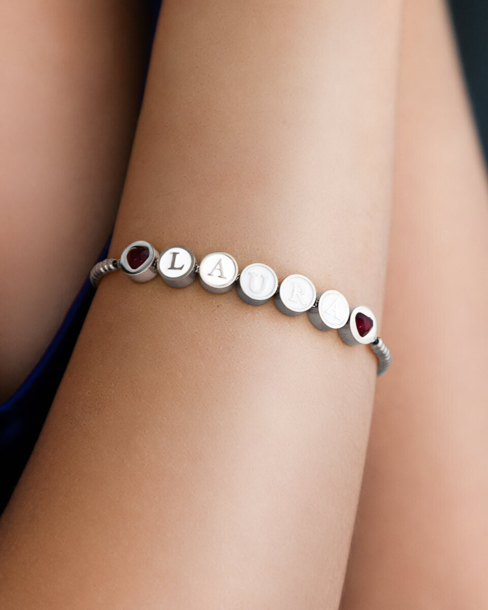 Silver beaded initial bracelet hotsell