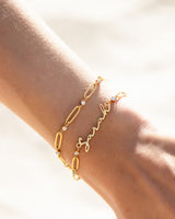 Crystal Paperclip Chain Bracelet (Gold)