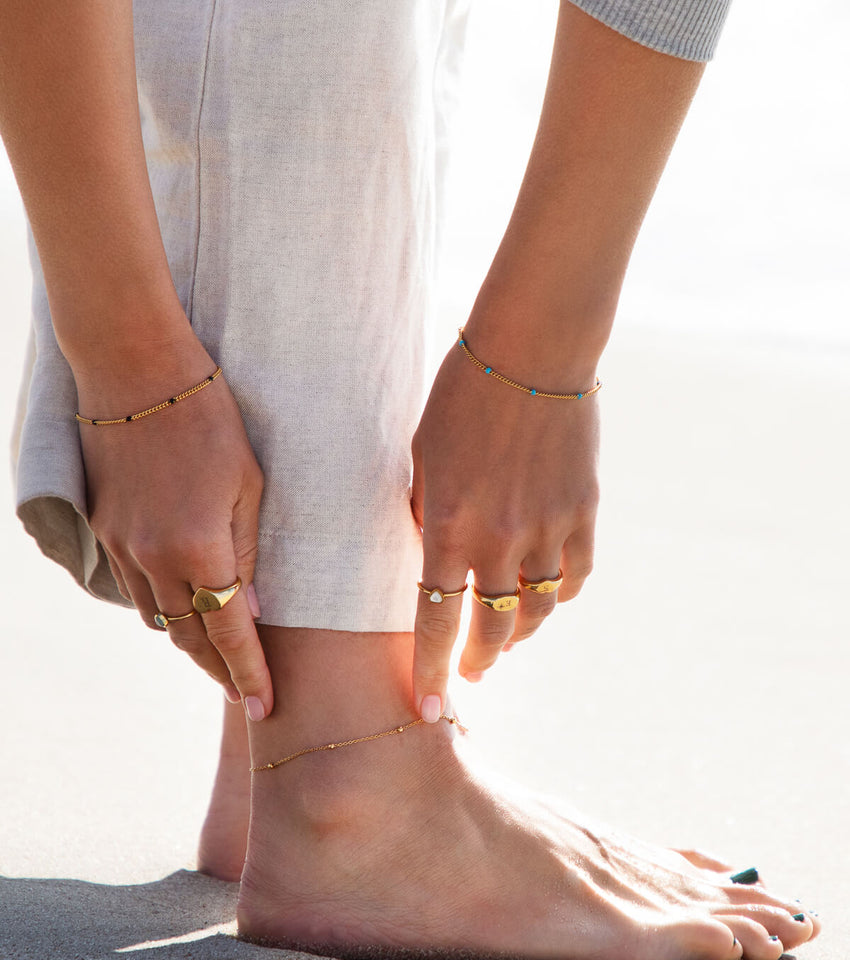 Gold Linked Ring Anklet
