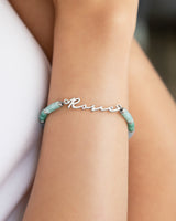 Blue Quartz Beaded Name Bracelet (Silver)