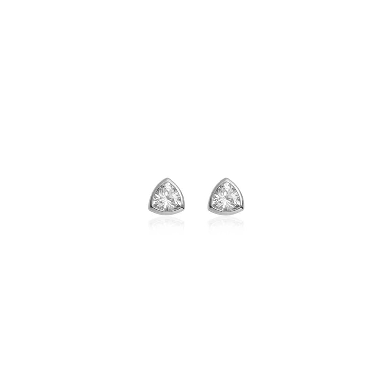 Sterling Silver Crystal Stud Earrings (Silver)