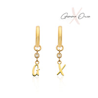 Gemma Owen GXO Initial Huggie Charm Earrings (Gold)