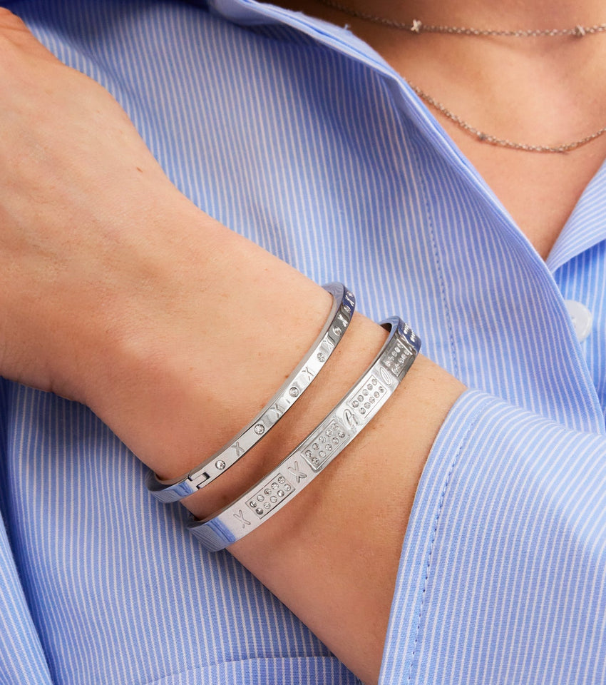 Gemma Owen GXO Crystal Cuff Bangle (Silver)