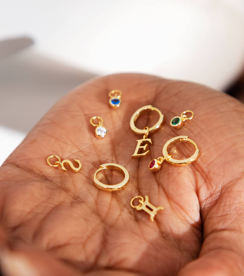 Sterling Silver Mix And Match Huggie Hoops (Gold)