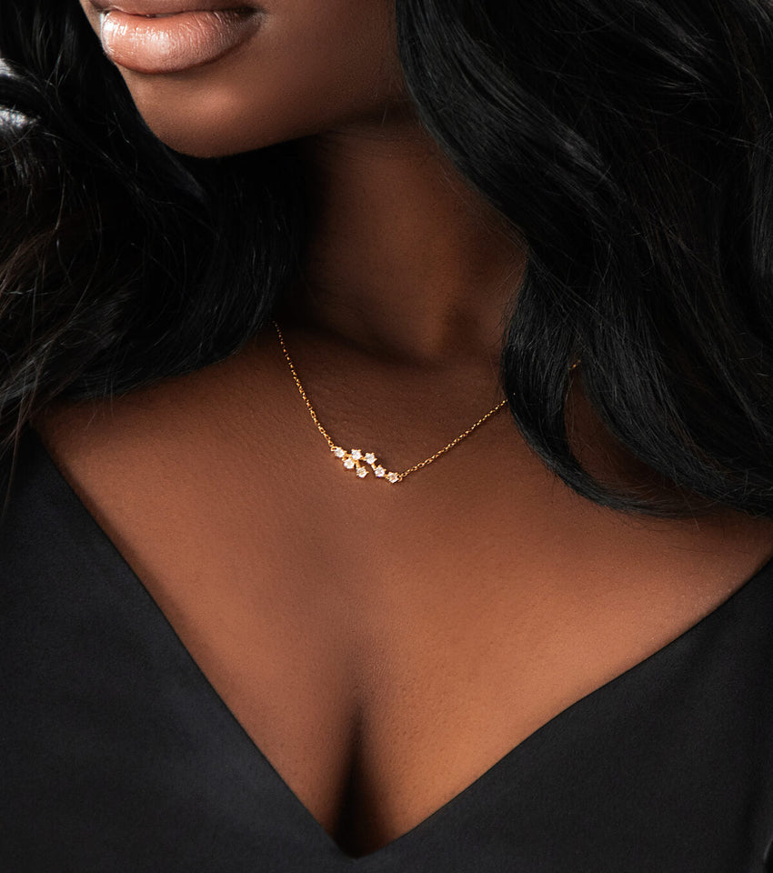 Sterling Silver Crystal Zodiac Necklace (Gold)