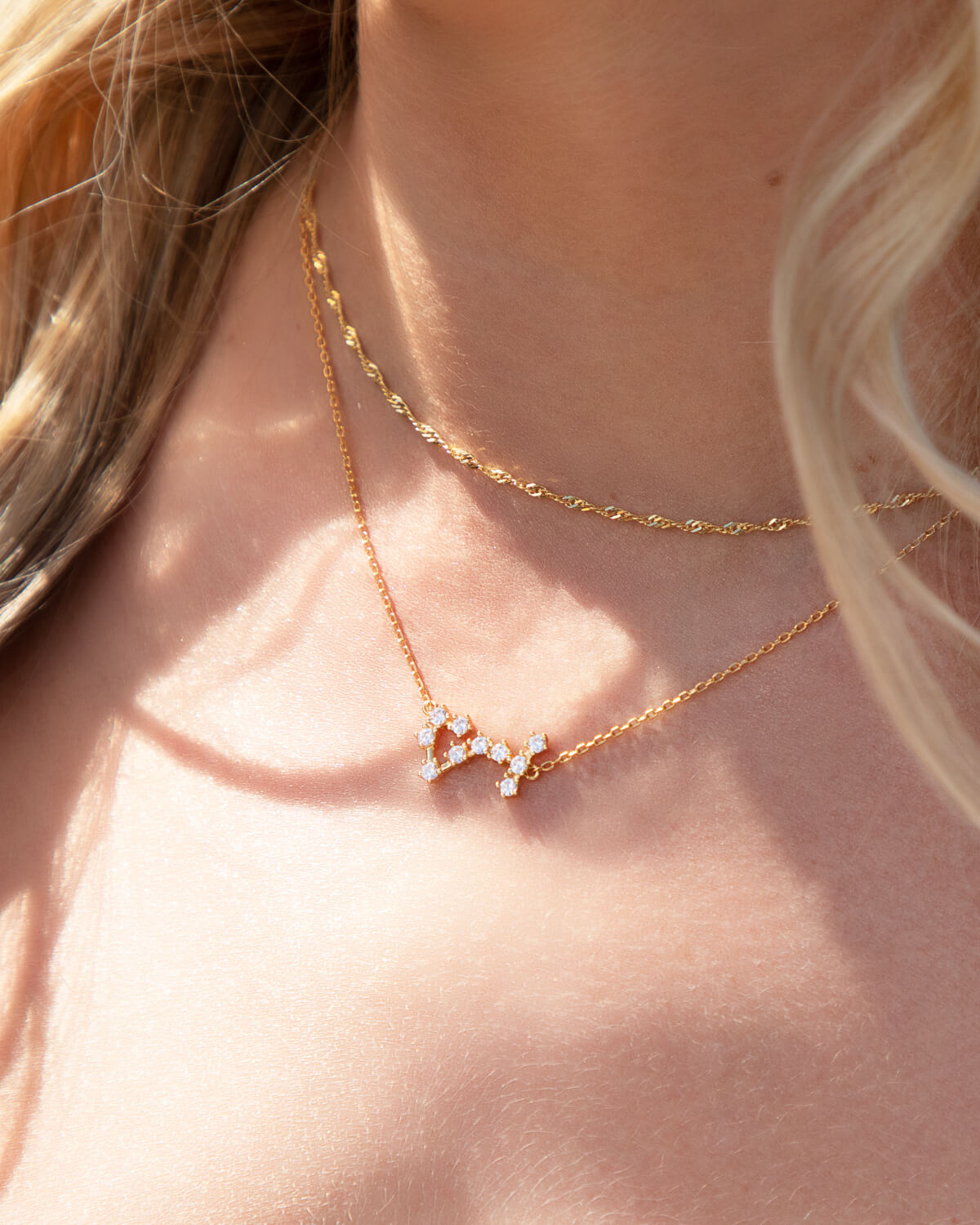 Sterling Silver Crystal Zodiac Necklace (Gold) Sterling Silver Crystal Zodiac Necklace (Gold)