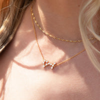 Sterling Silver Crystal Zodiac Necklace (Gold)