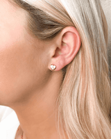 Sterling Silver Heart Stud Earrings (Gold)