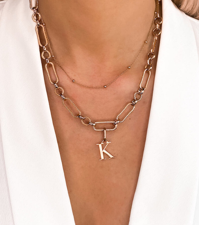 Figaro Chain Necklace (Rose Gold)