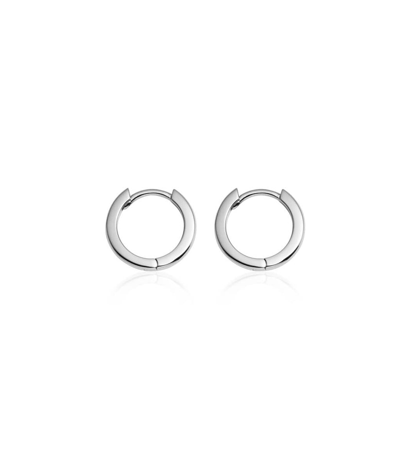 Sterling Silver Huggie Hoop Earrings (Silver)