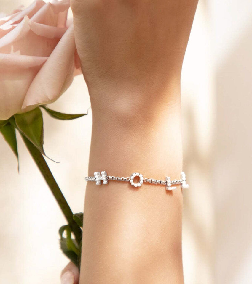 Pearl Custom Name Bracelet (Silver)
