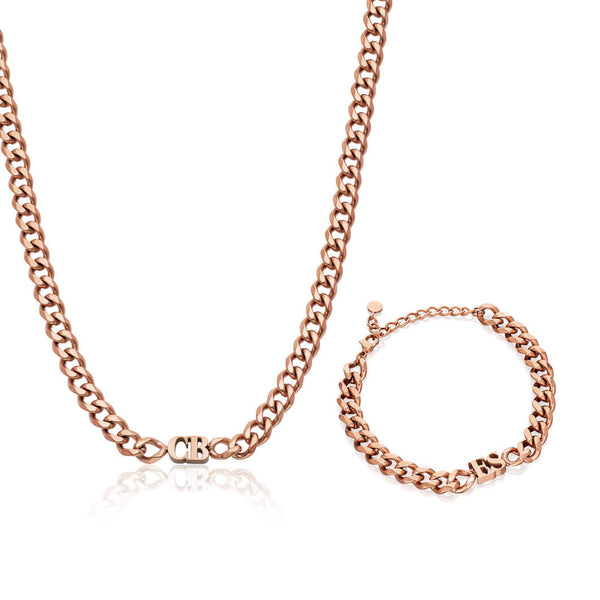 Initial Curb Set (Rose Gold)