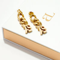Initial Curb Earrings (Gold)
