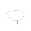 Initial & Birthstone Sphere Chain Anklet (Gold)