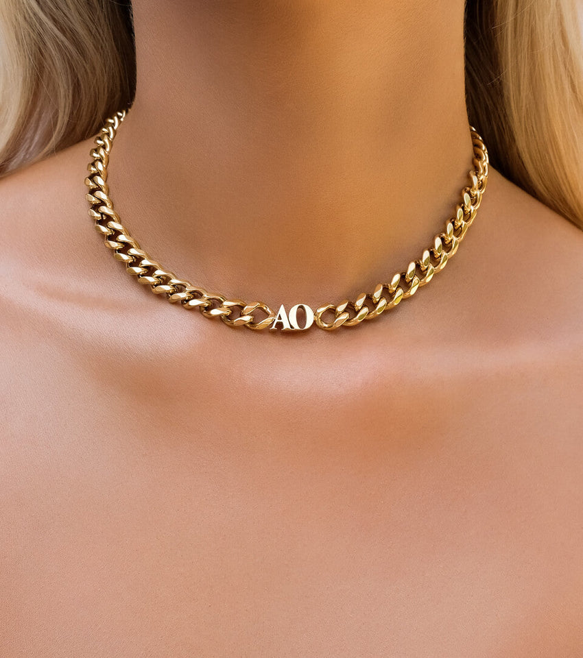 Mini Initial Choker Necklace - Sterling Silver - Oak & Luna
