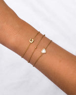 Mini Birthstone & Letter Bracelet Set (Gold)