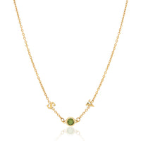Initials & Birthstone Necklace (Gold)