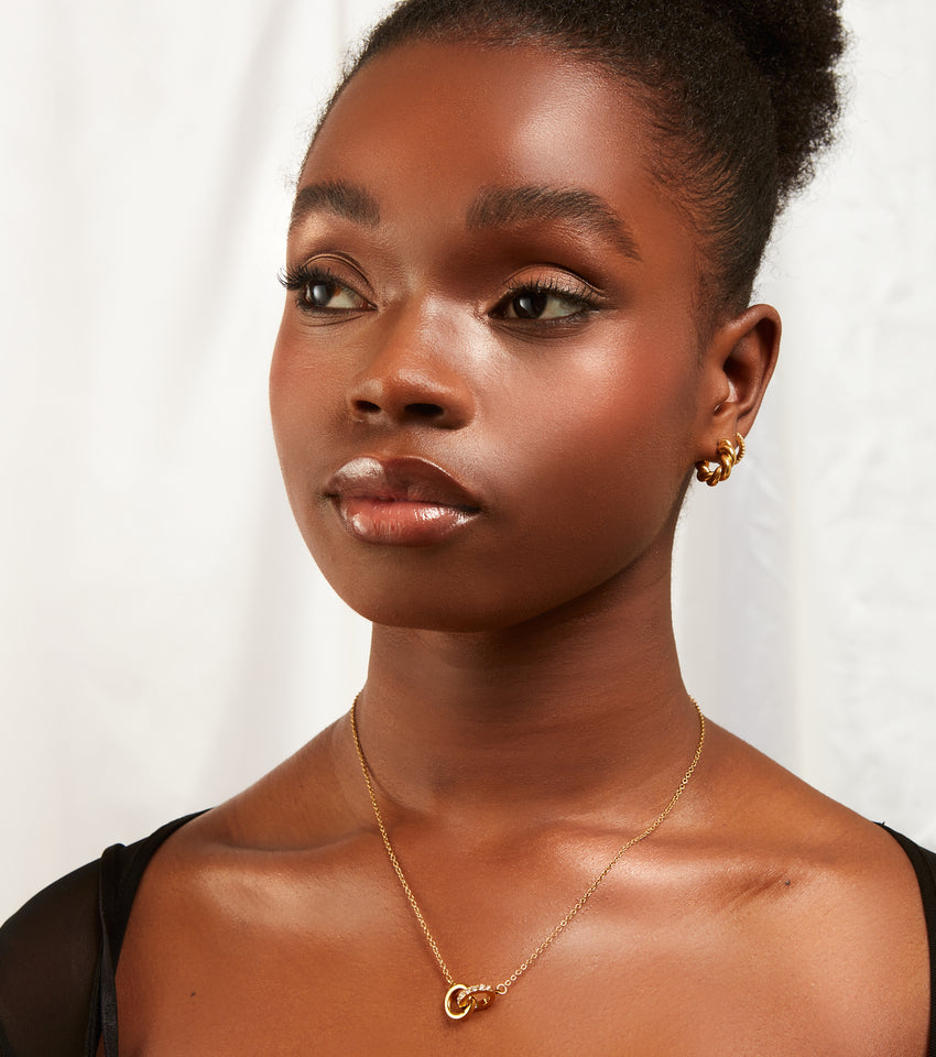 Interlinked Crystal Necklace (Gold)