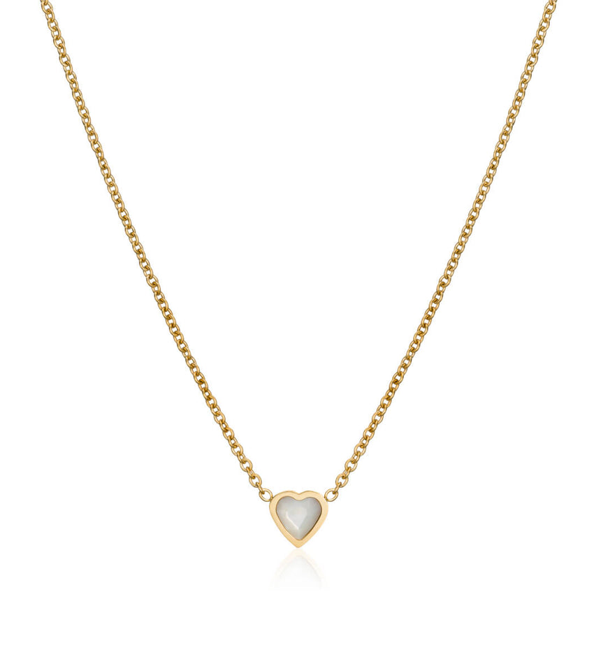 Mini Heart Birthstone Necklace (Gold)