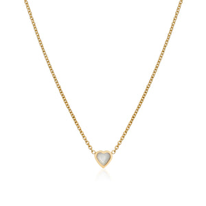 Mini Heart Birthstone Necklace (Gold)