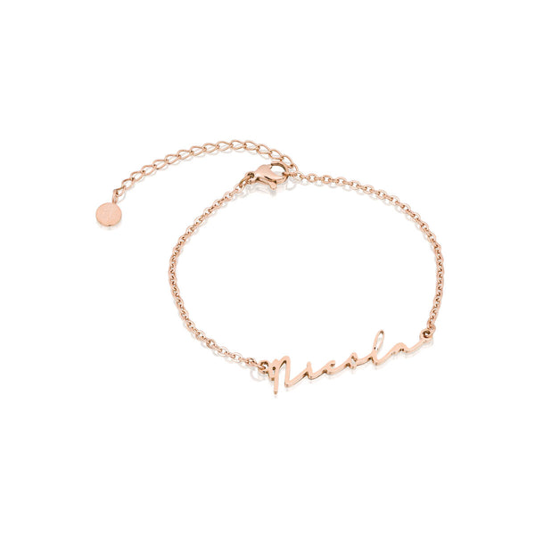 Name Bracelet with Capital Letters in 18K Rose Gold Plating