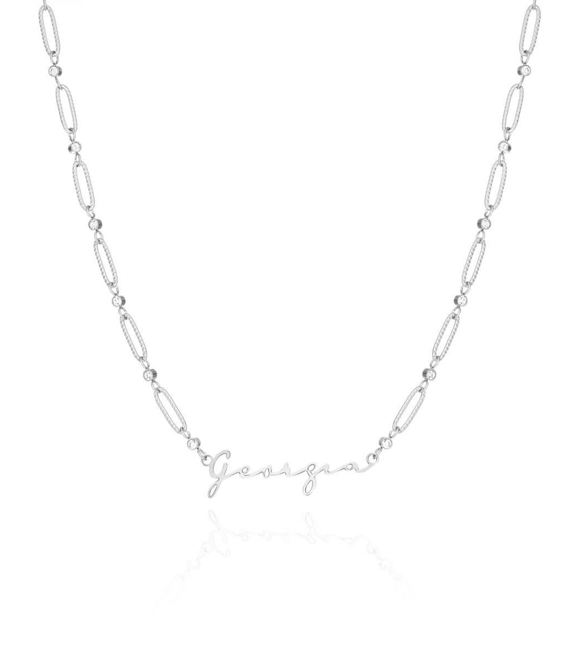 Sterling Silver Personalized Name Necklace Layering Set with Paper Clip  Chain